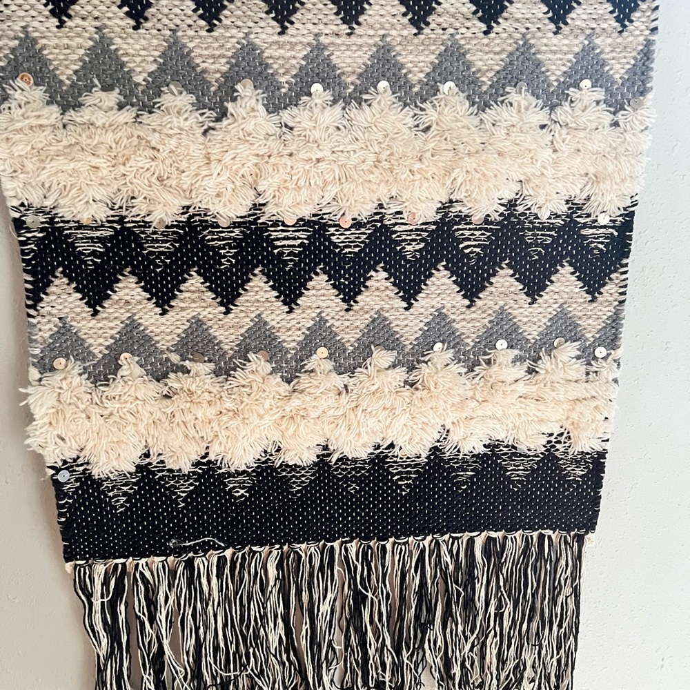 Black and White Woven Wall Hanging - Picture 3 of 3